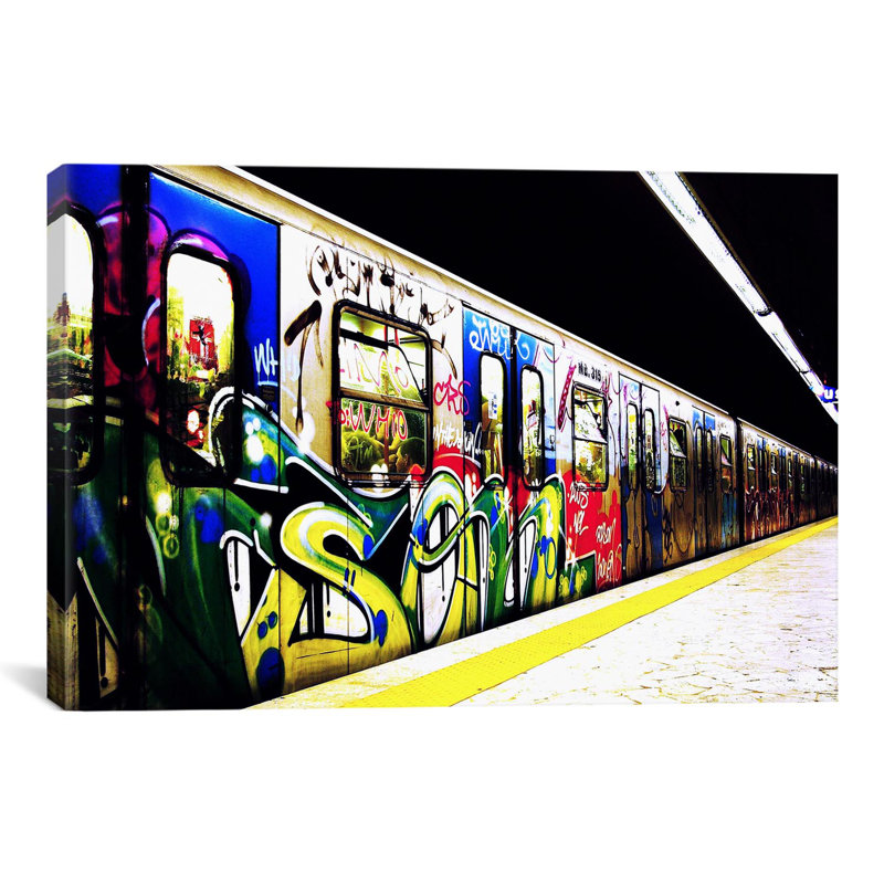 Train Graffiti - Photographie sur toile, H 12 po x l 18 po x P 1,5 po