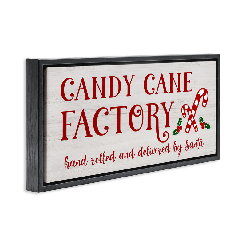 Art mural sur toile «Candy Cane Factory» par Natalie Carpentieri, H 11 po x l 25 po, Cadre flottant noir de jais