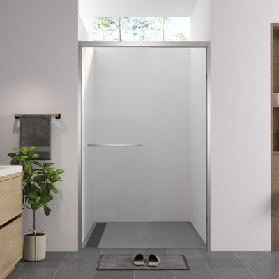 44 - 48"X76" Aluminum Frame Double Sliding Shower Door, 1/4" (6Mm) Clear Tempered Glass, Finished, Waterproof Design, Adjustable Size