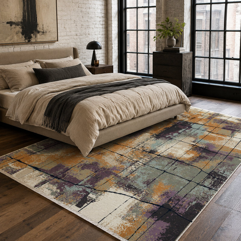 Striped Cotton and Chenille Flatweave Area Rug, 200 cm round