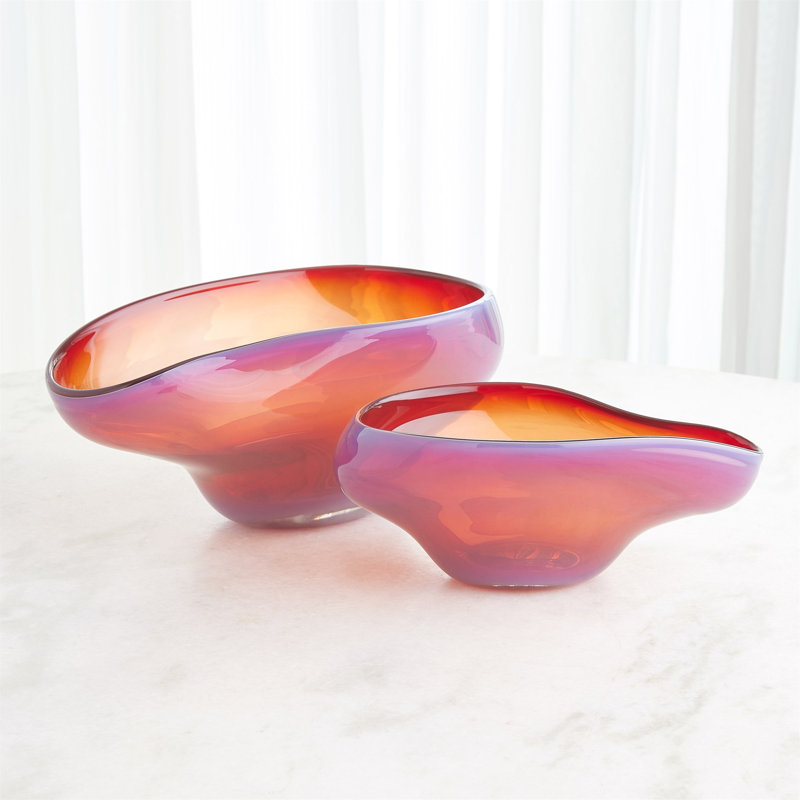 Harmony Bowl, 8" H x 16.5" W x 9.5" D, Cloudy/Red