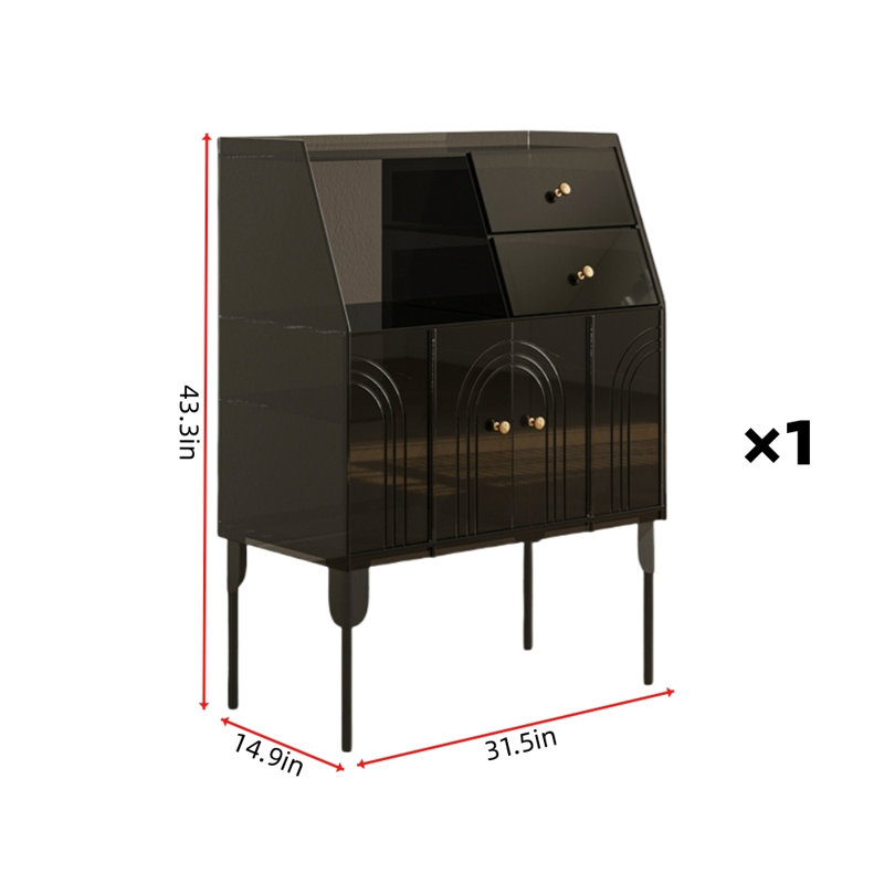Armoire d'appoint moderne et rétro, Noir