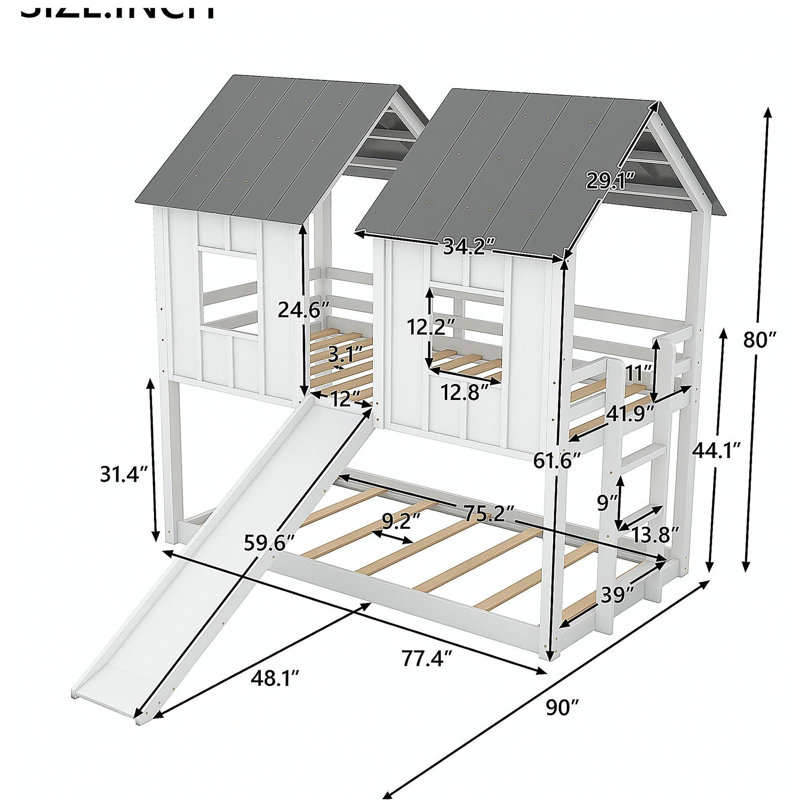 Bunk Bed with Slide and Window