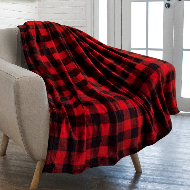  Couverture super douce et confortable, 60 po x 80 po, Rouge / noir