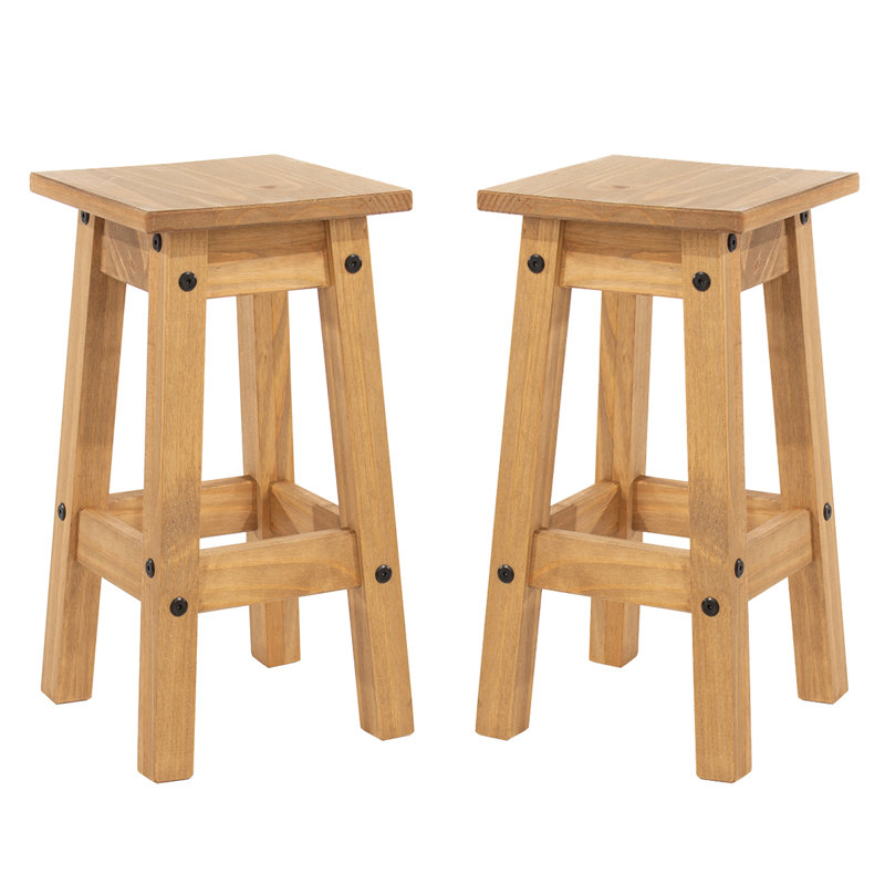Louroukina Solid Wood Counter Stool, Natural