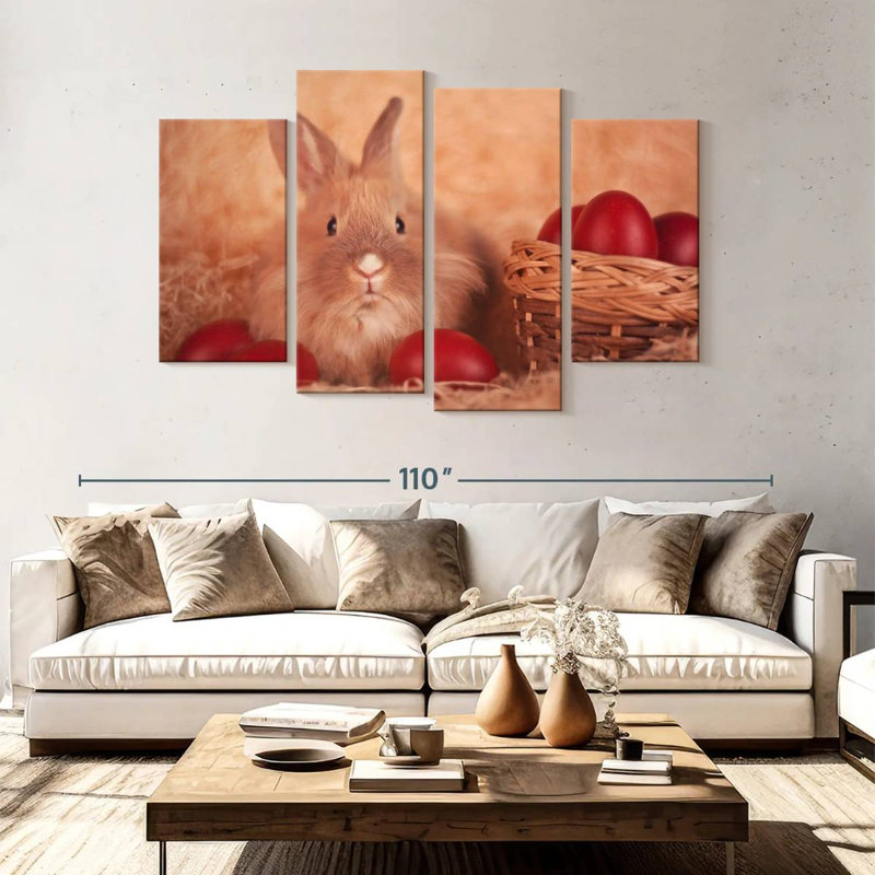 Œufs de Pâques et lapin Lelend, H 54 po x l 84 po