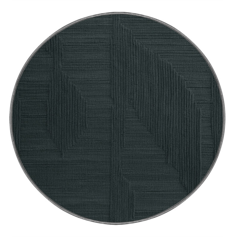 Tapis abstrait vert lavable à la machine, Rond 8 pi