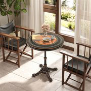 32" Patio Dining Table W/ 1.6" Umbrella Hole & Lid Dpc Tabletop For Backyard