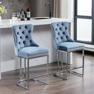 Jermon Upholstered Velvet Counter Stool