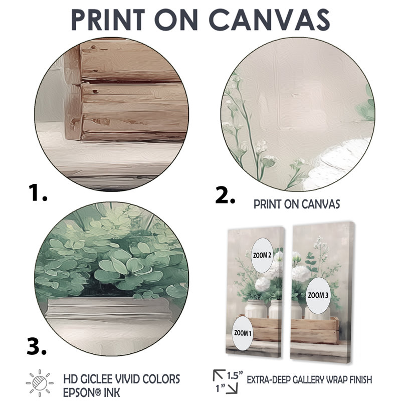 Rustic Farmhouse Peonies - Farm Wall Art For Living Room, White Farmhouse Canvas Print 2 Piece, 40" H x 40" W, Black
