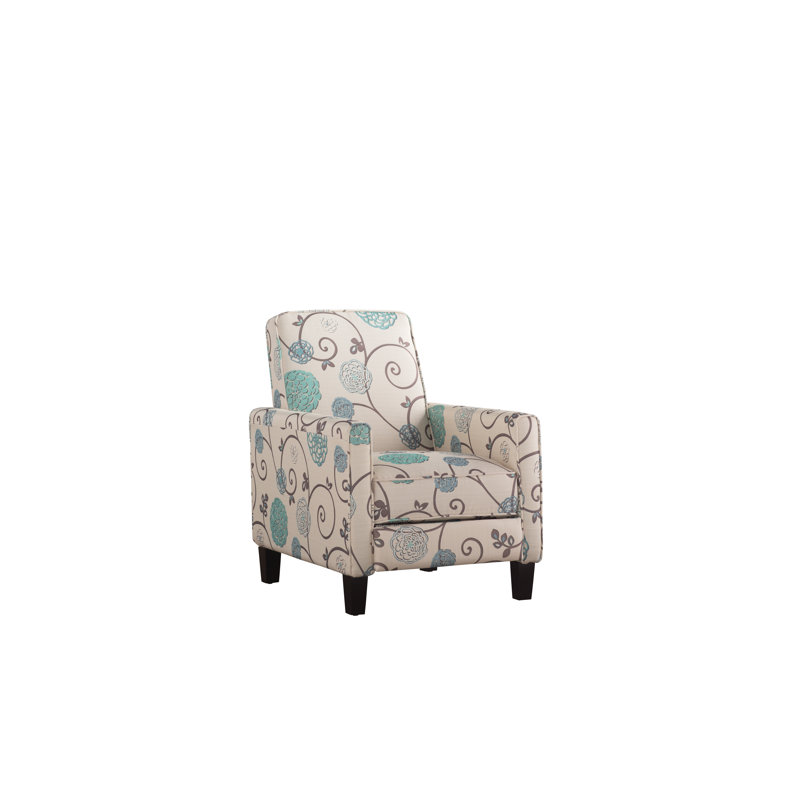 Sumyah Upholstered Recliner, Beige/Teal Floral