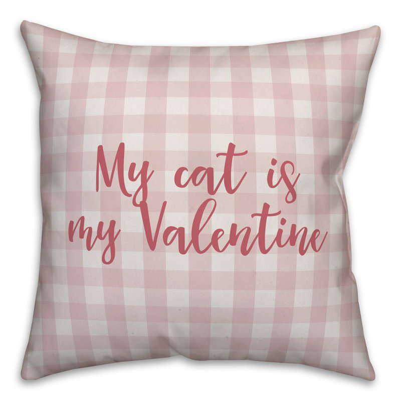  Coussin My Cat is My Valentine, Rose, Housse de coussin