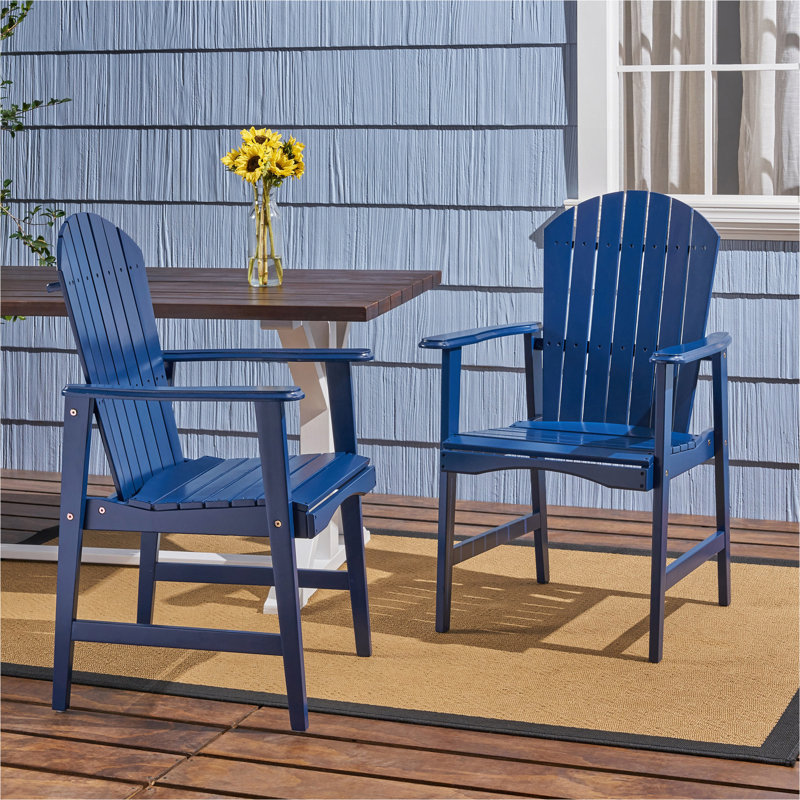 Outdoor Weather Resistant Acacia Wood Adirondack Dining Chairs (Set of 2), Blue Navy Finish