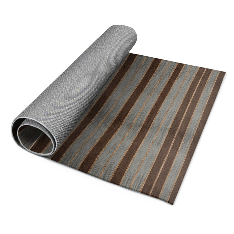 Tapis intérieur / extérieur gris HorizontalStripes, Rectangle 9 pi x 12 pi