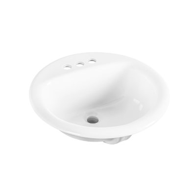 Winfield Products 19'' White Ceramic Circular Bathroom Sink with Overflow