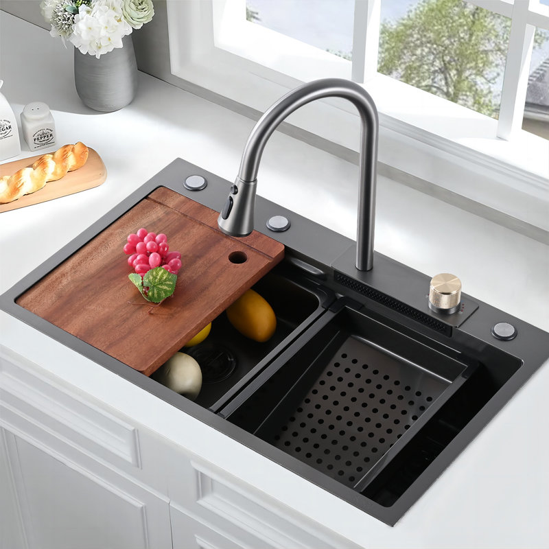 Évier de cuisine à montage sur plan 29,5 "L x 18" avec robinet
