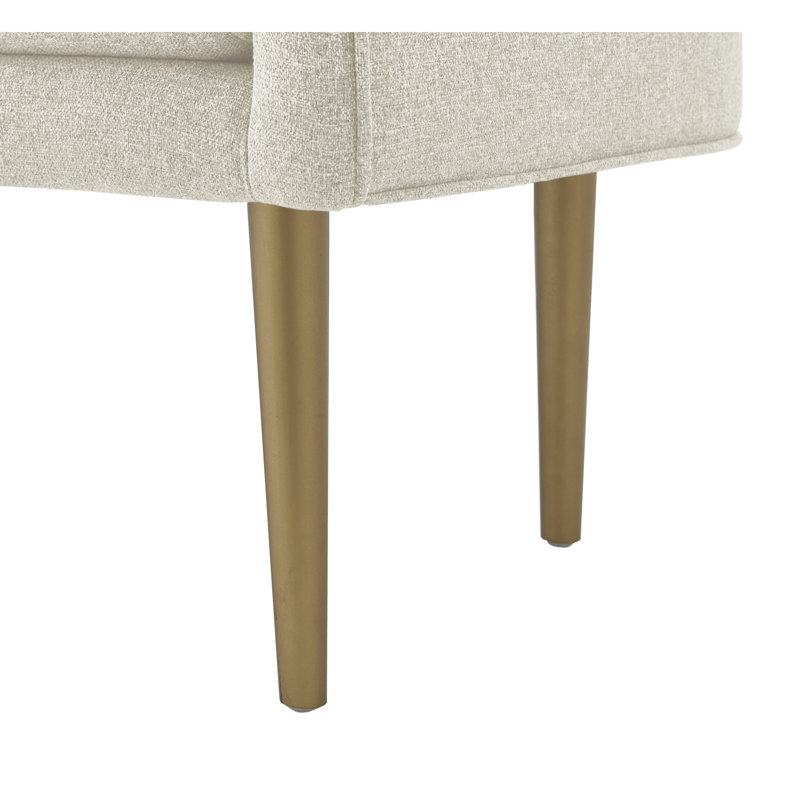Banc rembourré en lin 50 po brun, Crème, crème, Doré