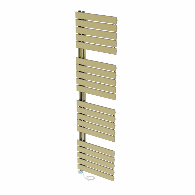 Rinya Designer Towel Rail Heated Towel Rails, Brushed Brass, 180cm H x 50cm W x 6.7cm D