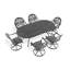 Ensemble de salle à manger toutes saisons en fonte d'aluminium avec chaises pivotantes et table ovale-305227012