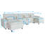 Canapé en chenille 4 places avec 2 repose-pieds et coussins lombaires en chenille - Flexibles, confort familial-922559200