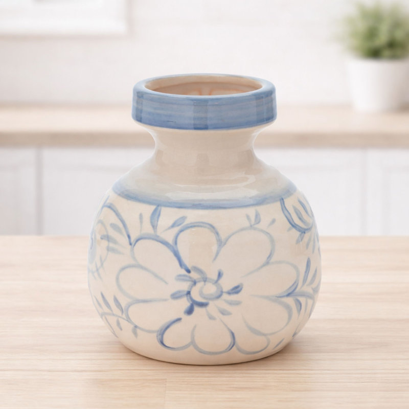 Vase floral en grès, H 7 po