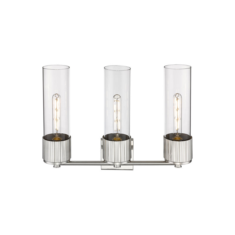 Éclairage pour meuble-lavabo mural 3 lumières 12 "Bolivar, Transparent, Nickel satiné