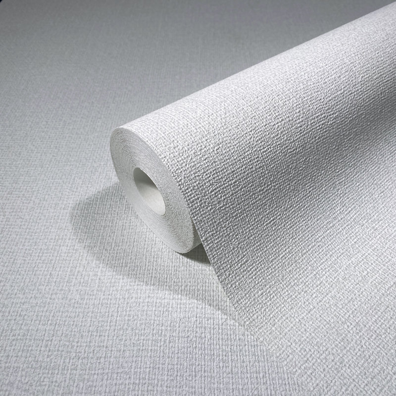 Rouleau de papier peint tissé texturé Kumano, Blanc / Blanc