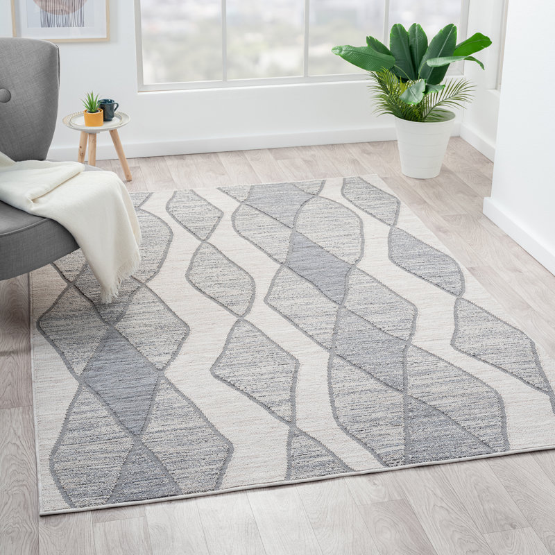 Tapis intérieur / extérieur à motif géométrique Chelsee Higuchi, Rectangle 7 pi 10 po x 8 pi 10 po