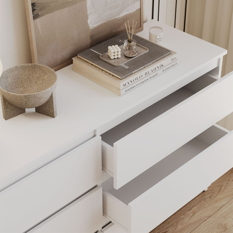 138.3 cm W Chest of 6 Drawers, White