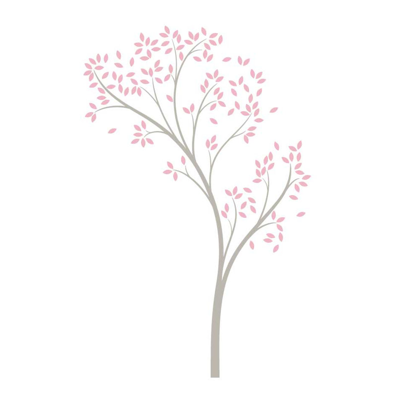 Décalcomanie murale arbre à ressorts, Gris chaud/rose clair