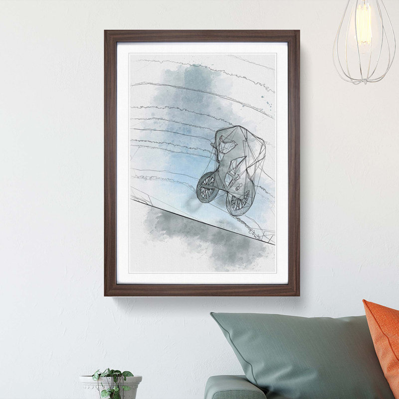 BMX Jump in Abstract - Picture Frame Graphic Art Print, Walnut Framed, 48cm H x 36cm W x 2cm D