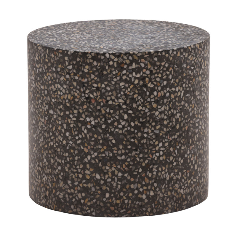 Bravo Concrete Terrazzo Outdoor Side Table, Black