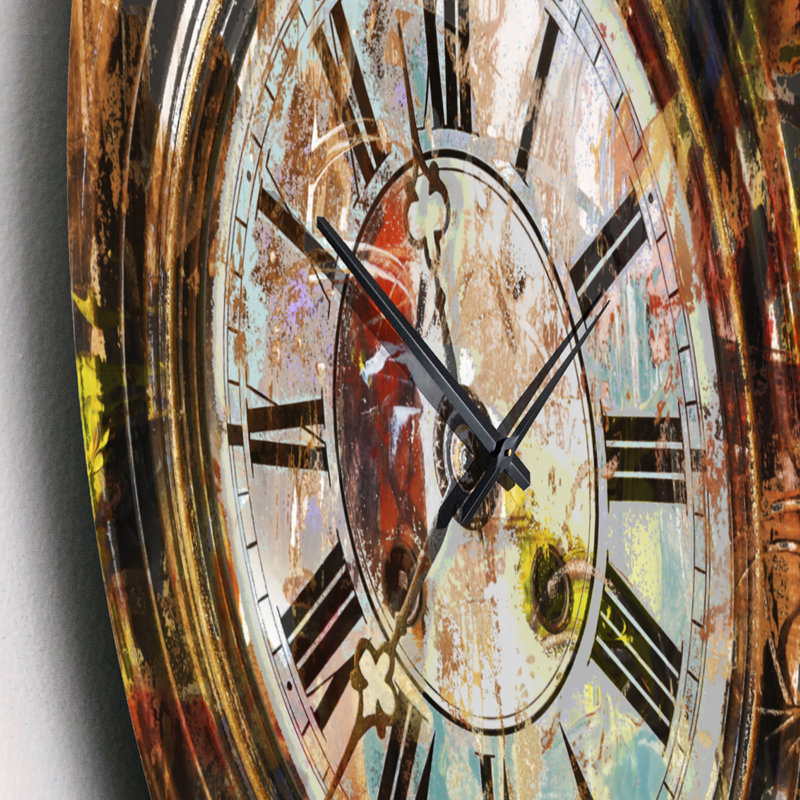 Les gens et le temps, peinture acrylique - horloge murale industrielle, Moyen
