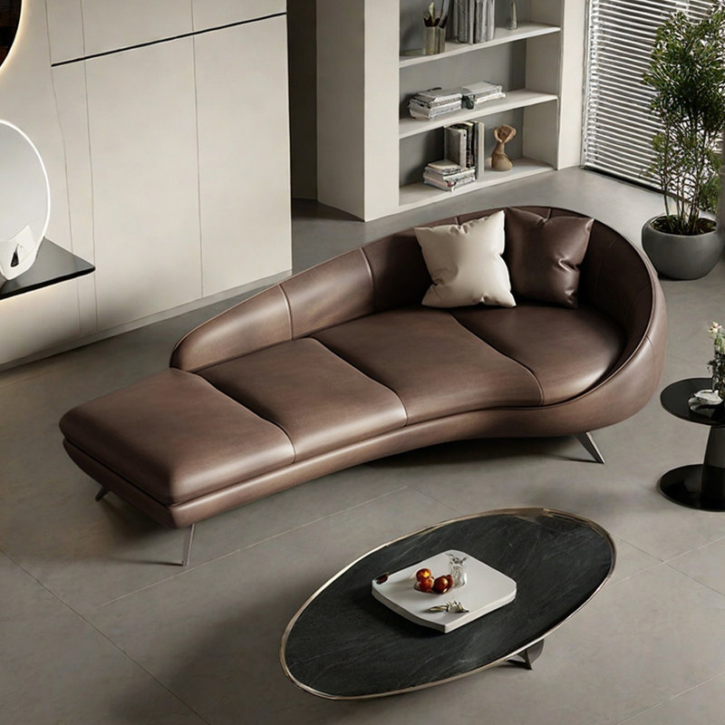 Chaise longue d'intérieur moderne et minimaliste, Café, Orienté à droite