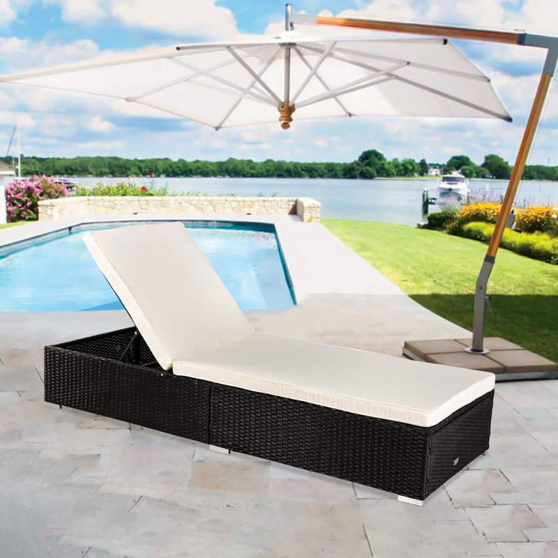 Chaise longue d'extérieur en osier Coster, Noir