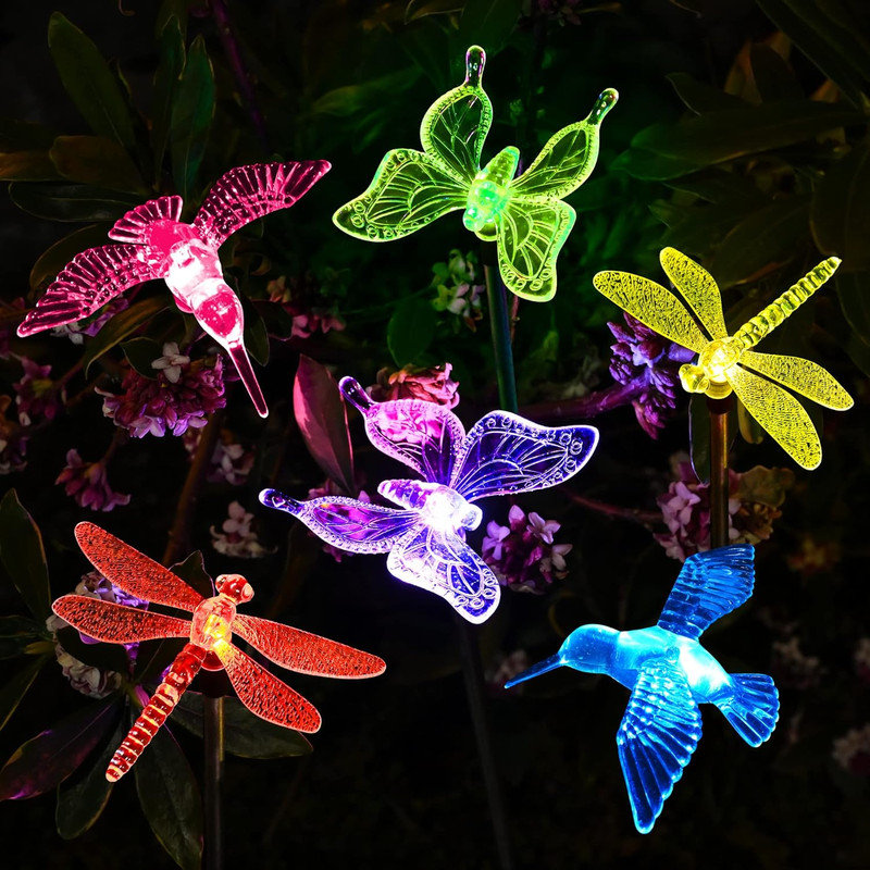 Solpex Solar Garden Lights - 6 Pack Multi-Color Changing LED Butterfly Lights for Outdoor Decorations, Garden, Patio & Lawn