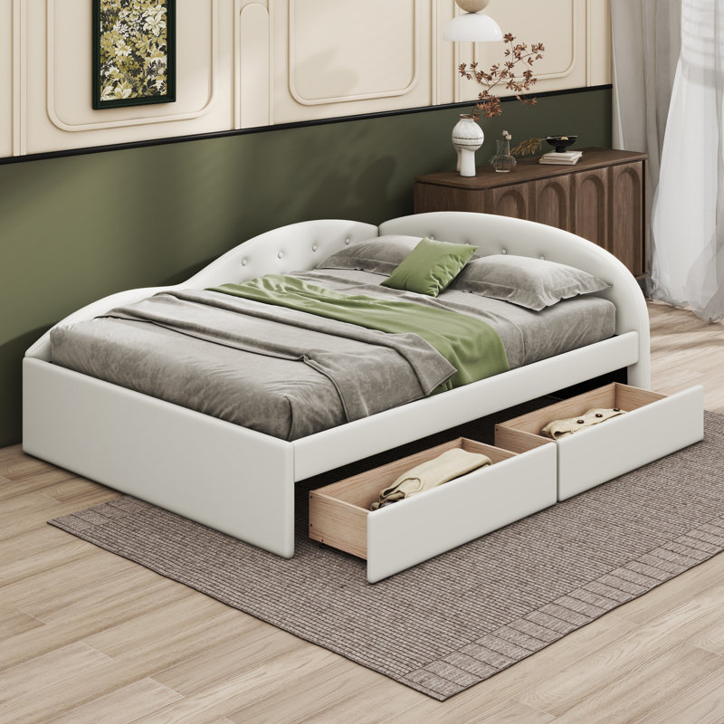 Nakayah PU Upholstered Tufted Daybed, Full, White