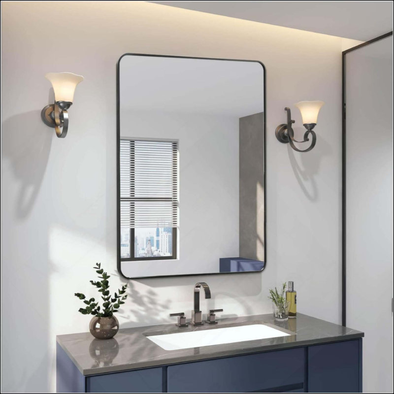 Miroir de salle de bain, Noir, 32 po x 24 po
