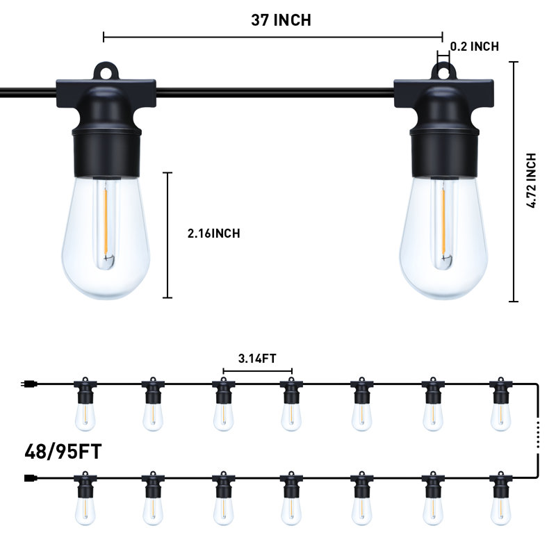 Varnum 30 - Bulb 96'' Plug-in LED String Light