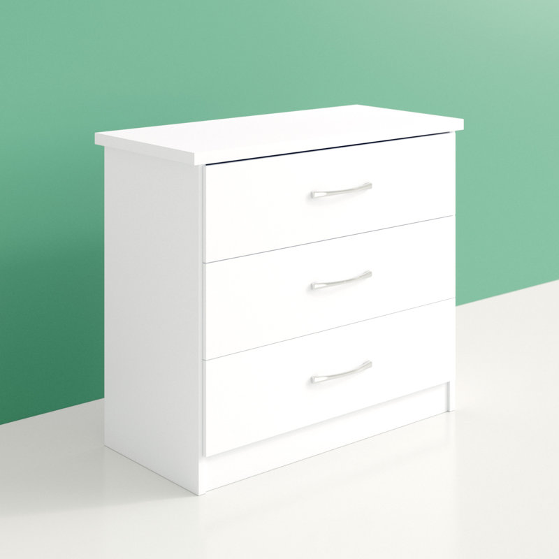 Cascio 3 Drawer Chest Of Drawers, White Gloss