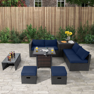 Ensemble de meubles de patio 9 pièces avec foyer 32 po Costway