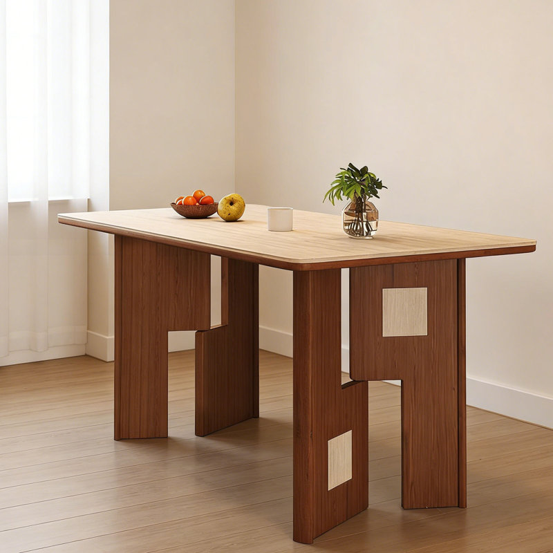Table Mid-Century rectangulaire en bois et pierre, H 29,5 po x L 55,1 po x l 31,5 po