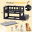 Lit superposé ajustable avec escalier et rangement, lit de chevet en bois à 2 niveaux pour chiens de grande taille et de très grande taille-1259655671
