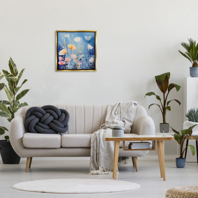 «Tranquil Blue Poppies Floater Frame» sur
