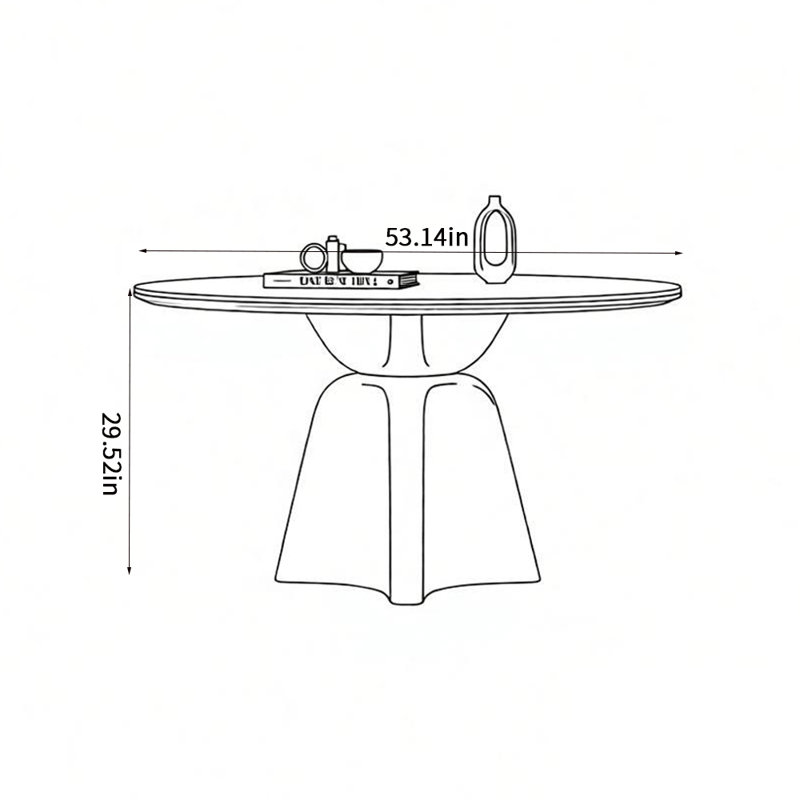 Plateau en pierre frittée moderne avec base stable, H 29,52 po x L 53,14 po x l 53,14 po
