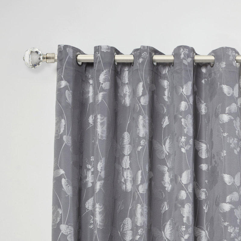 Crystal Adjustable 2cm Single Curtain Pole, Brushed Silver, 1.2 - 2.1m
