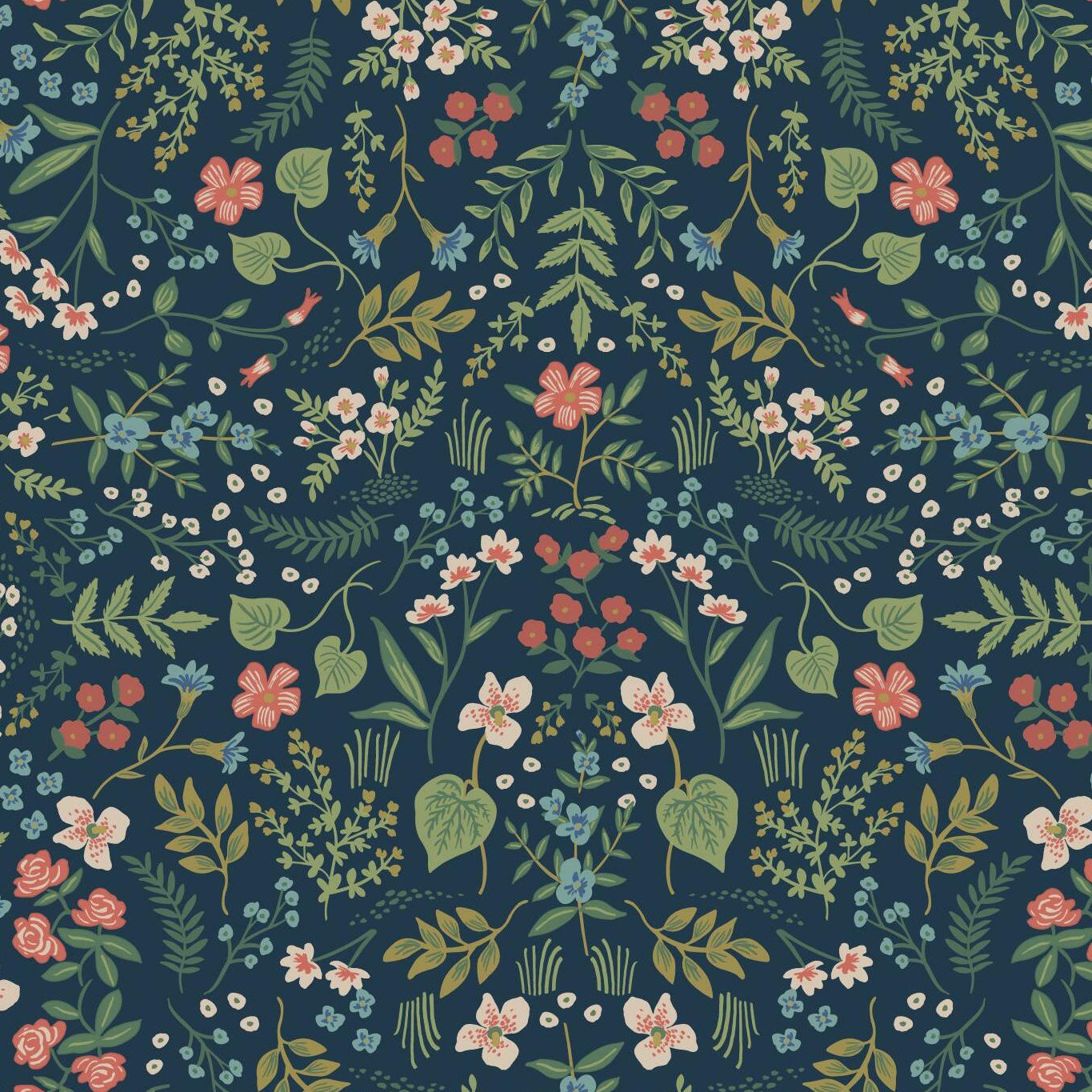 Rifle Paper Co. Wildwood Wallpaper Double Roll, Navy