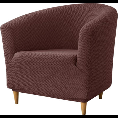 Club Chair Slipcover Stretch Jacquard Tub Chair Slipcover Removable Armchair Sofa Covers Spandex Barrel Chair Cover Furniture Protector Arm Chair Cover With Elastic Bottom For Living Room