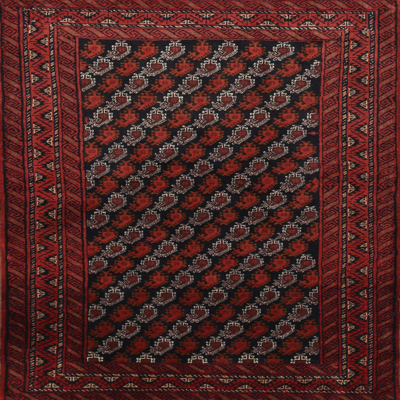 Tapis rouge à motif sud-ouest, Rond 4 pi
