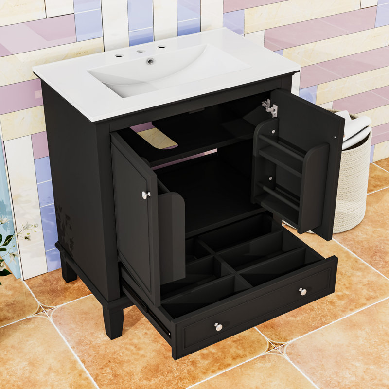 Ensemble de meuble-lavabo avec lavabo, tablette réglable et tiroir